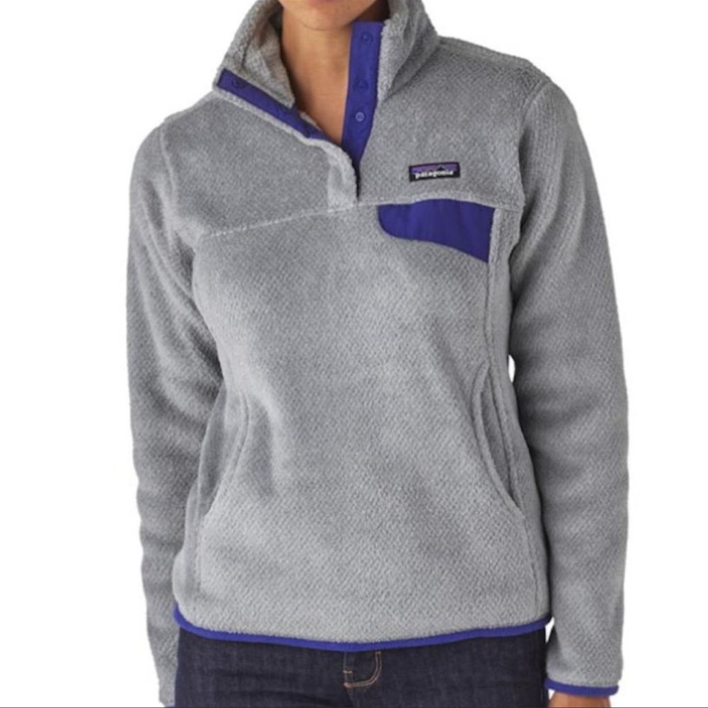 Grey Patagonia womens retool snap t pullover size medium